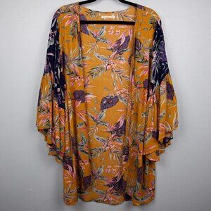 Do Everything in Love mustard floral kimono-OS
